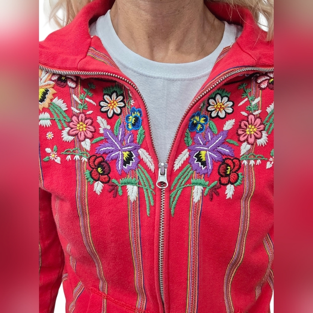 Vintage Custo Barcelona Embroidered Zip Jacket Size 4 Boho Festival Y2K - Picture 4 of 9